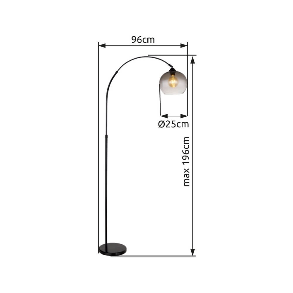 Black arc lamp Newcastle Bulb Smoke Glass Globo 9007371454228