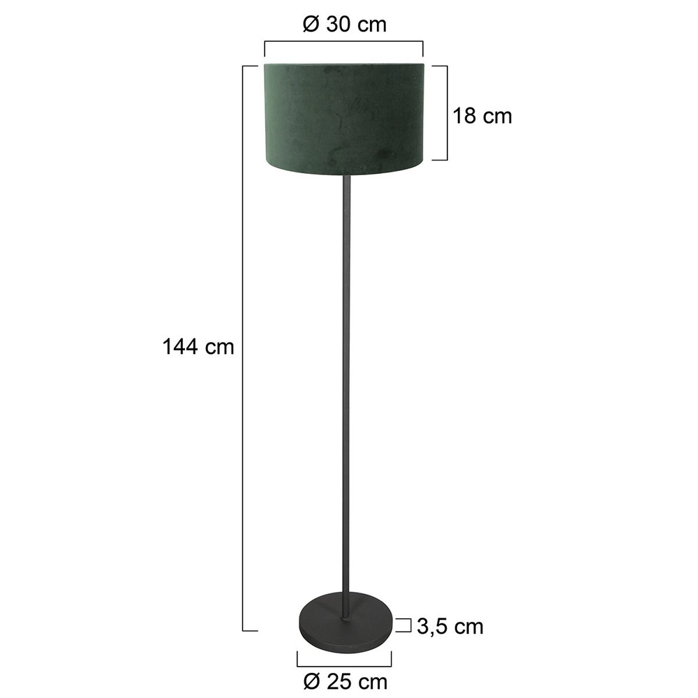 Black floor lamp Noor with green hood Steinhauer 8712746182408