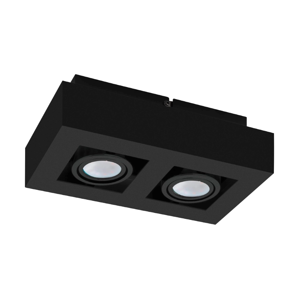 Black surface-mounted spotlight Mendoza 2-light