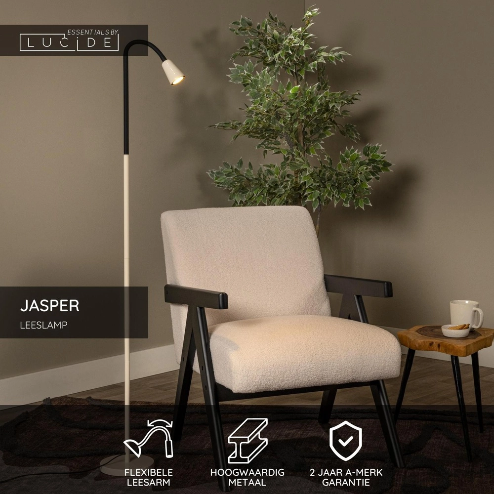 Reading lamp Jasper sand brown Lucide 5411212650320