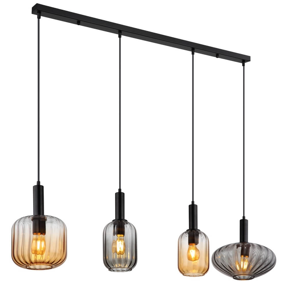 Pendant lamp Valletta with coloured glass 4-lights