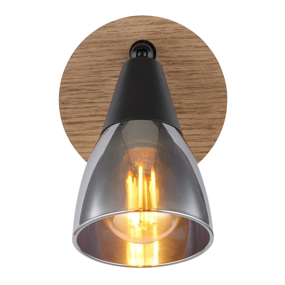 Wall lamp Mubby black with wood look Globo 9007371457854