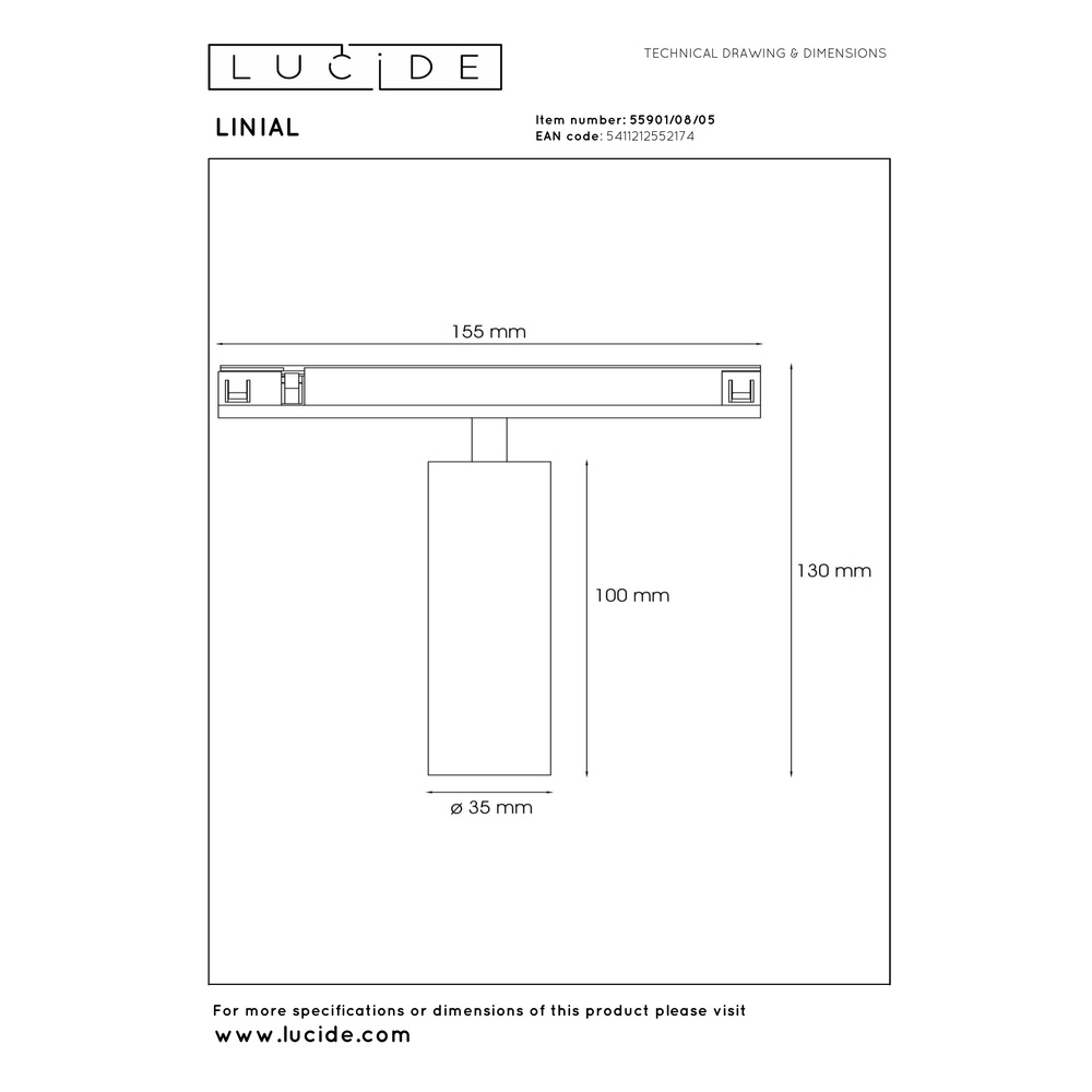 1-fase railspot Linial Bix champagne Premium by Lucide 5411212552174