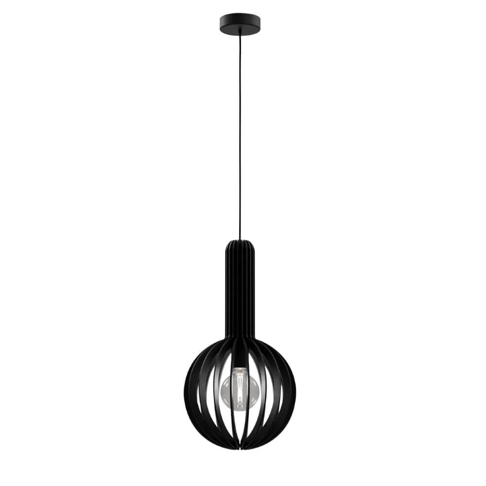 Black wooden hanging lamp Velasco Ø 31cm