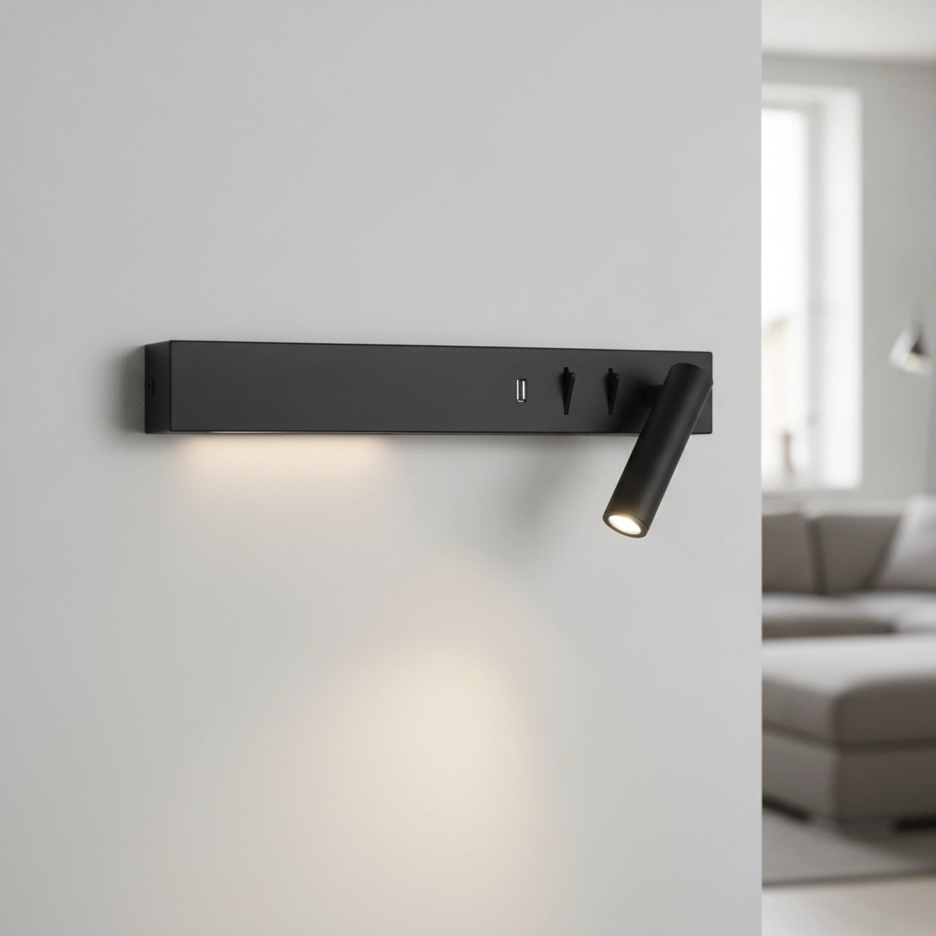 Bedside lamp Vida Right Black with USB