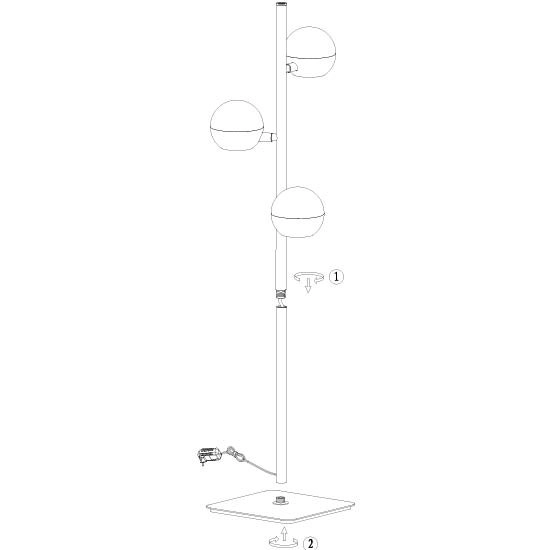 Led floor lamp Belluno 3-light black - glass Steinhauer 8712746183986