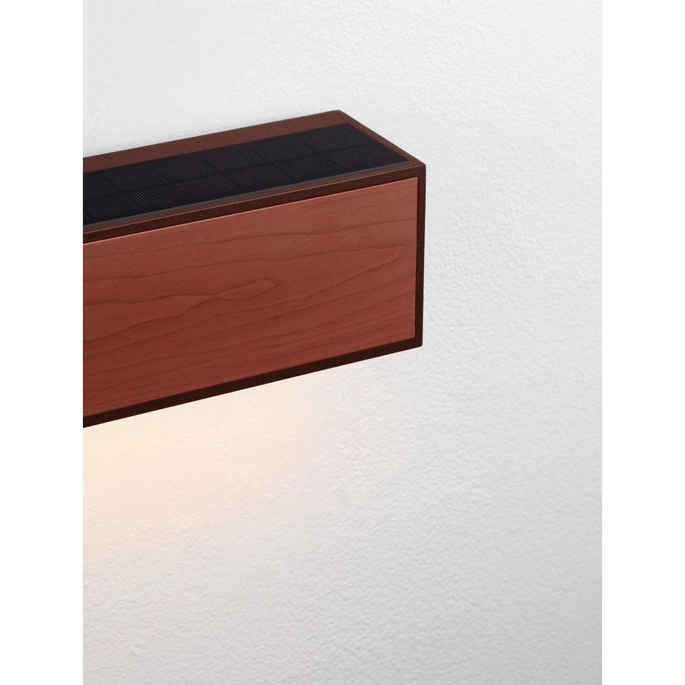 Solar wall lamp Brown Rusty brown with wood Lyora 5212017449450