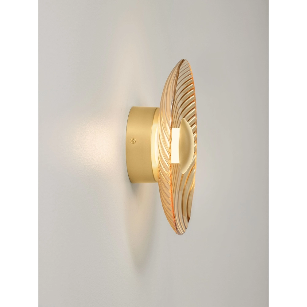 Wall lamp Lavina gold with amber glass Ø 25cm Lyora 5212063501416