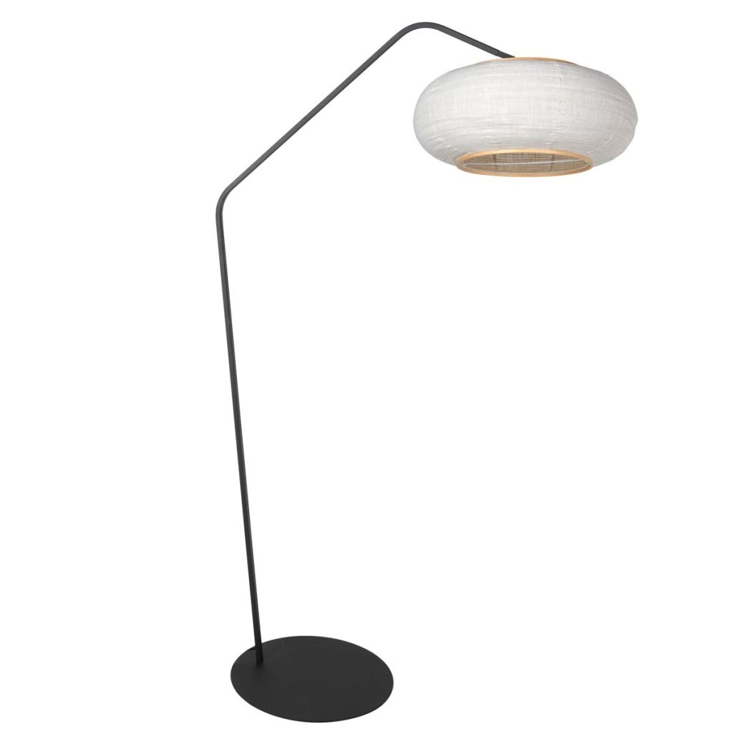 Black floor lamp Zig-Zag with white shade Ø60cm