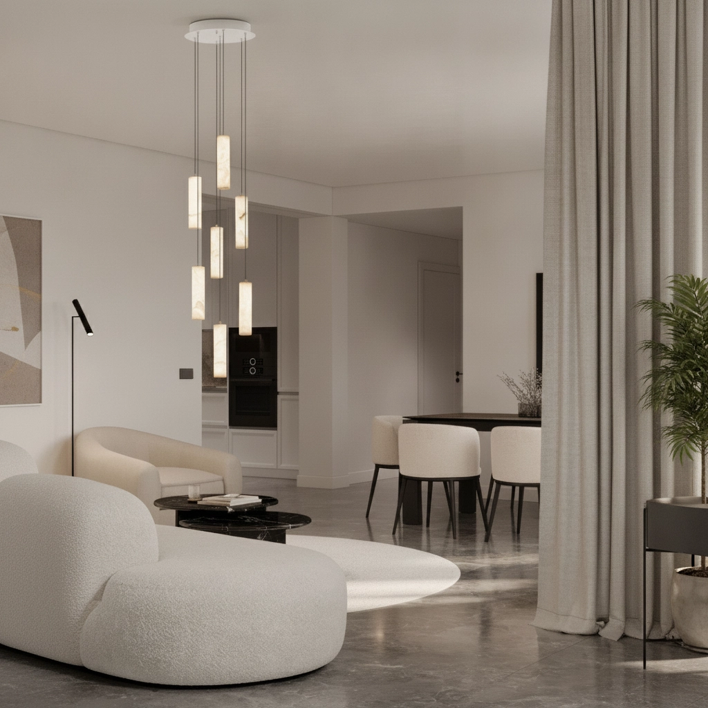 Pendant lamp Diletto Gold with white 7-lights