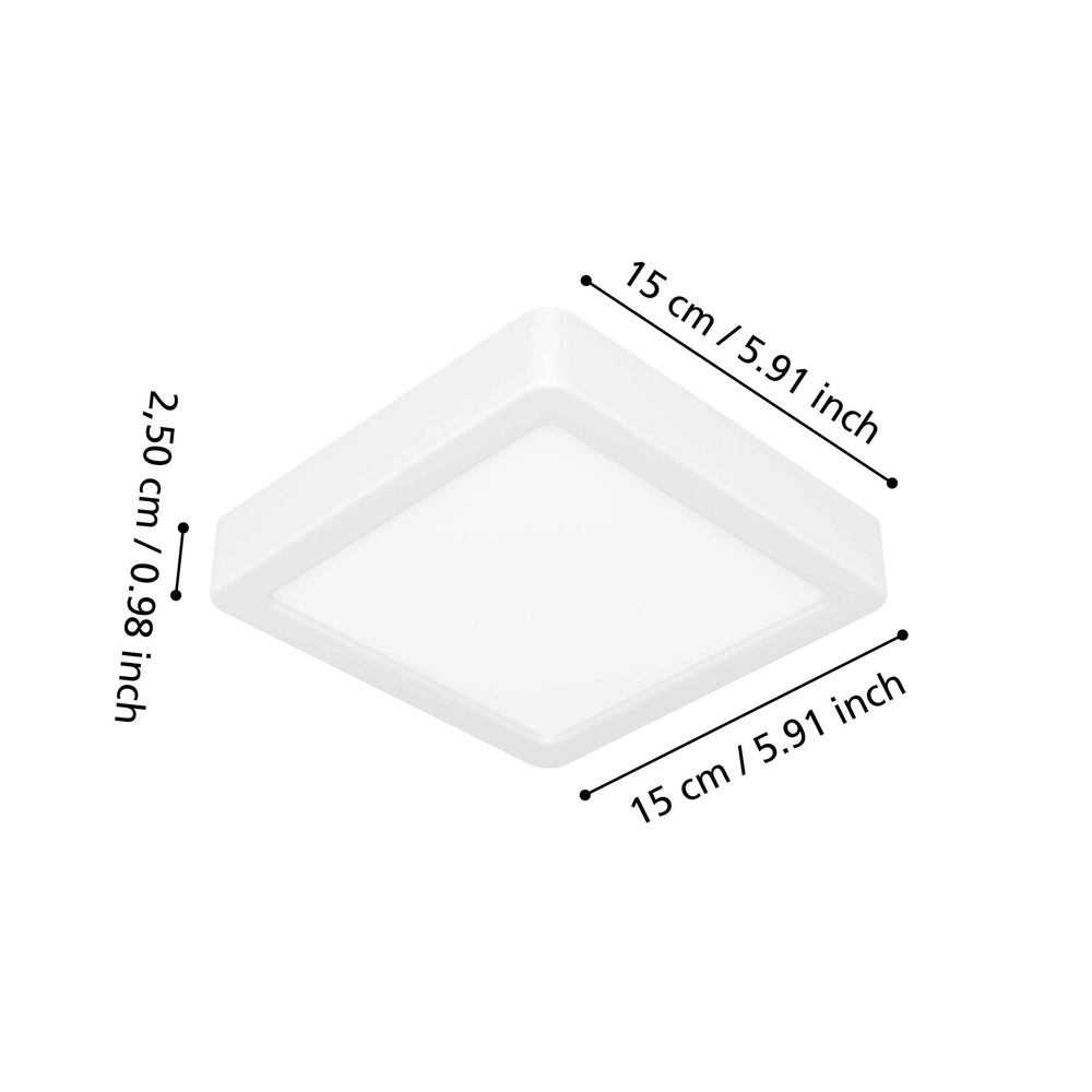 Ceiling light IP44 Fueva 6 Square - White - 15x15cm Eglo 9008606330393