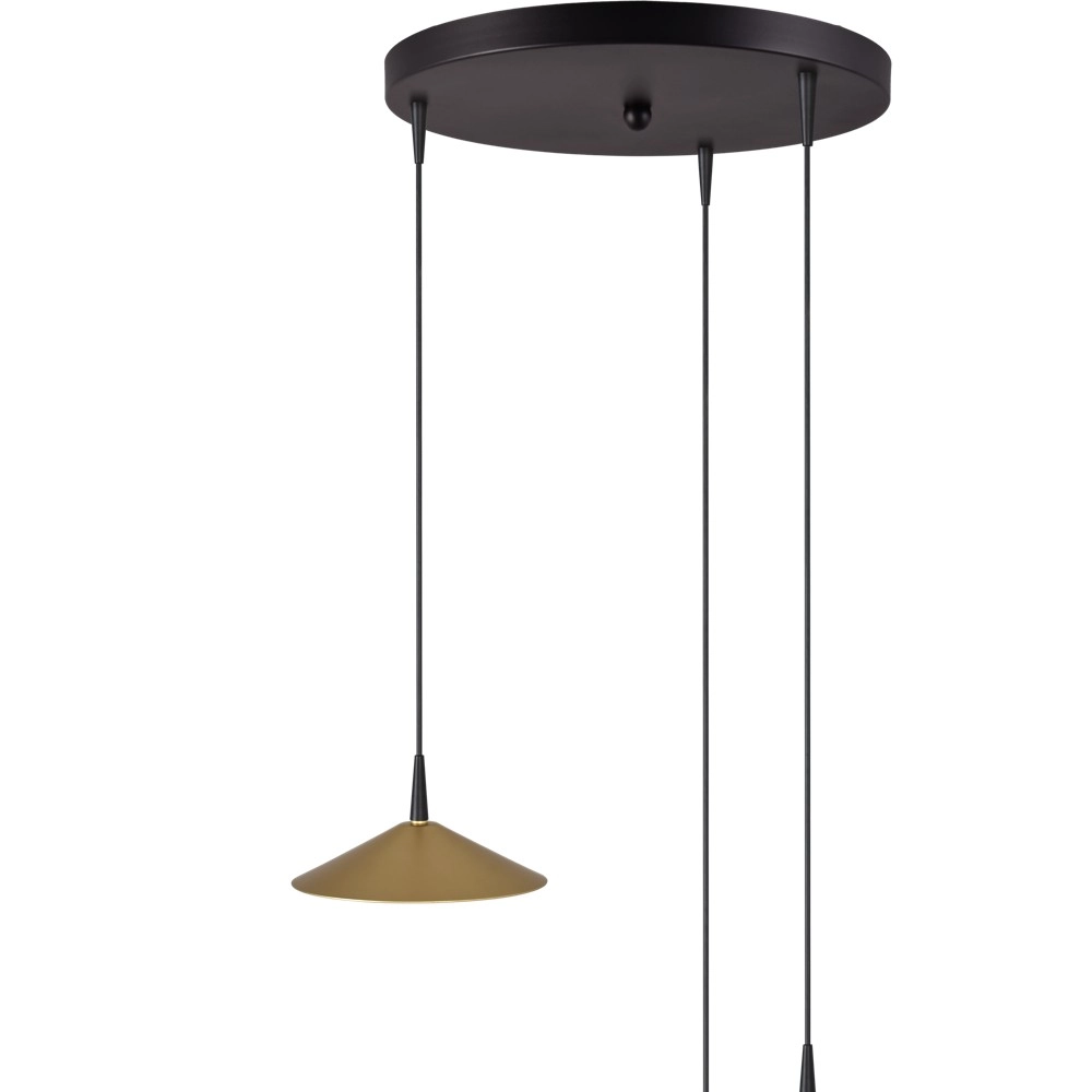 3-light pendant lamp Ceppo black with gold Ø 18cm round Masterlight 8718121358611