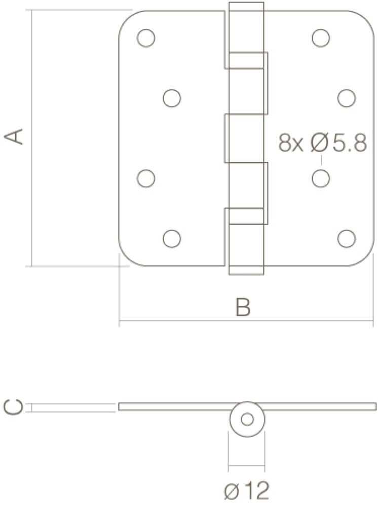 Ball bearing hinge Rotura rounded stainless steel up to 100kg Intersteel 8714186039984