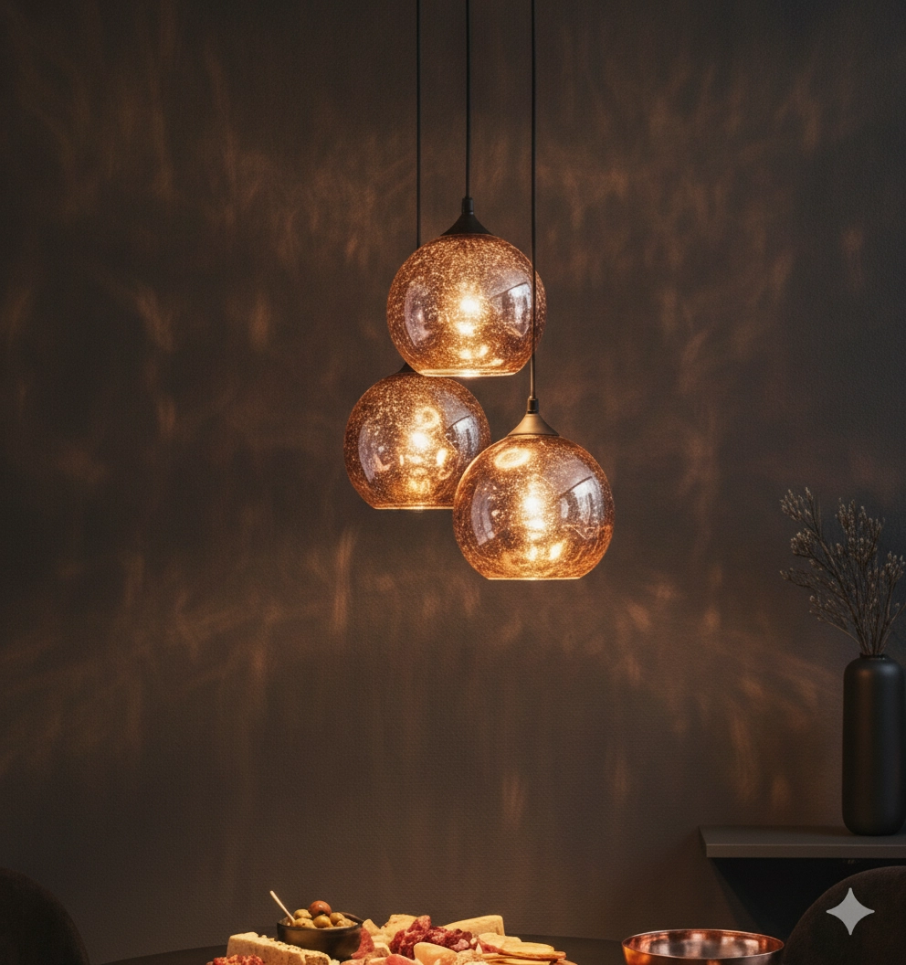 Pendant lamp Blaze 3-light copper glass
