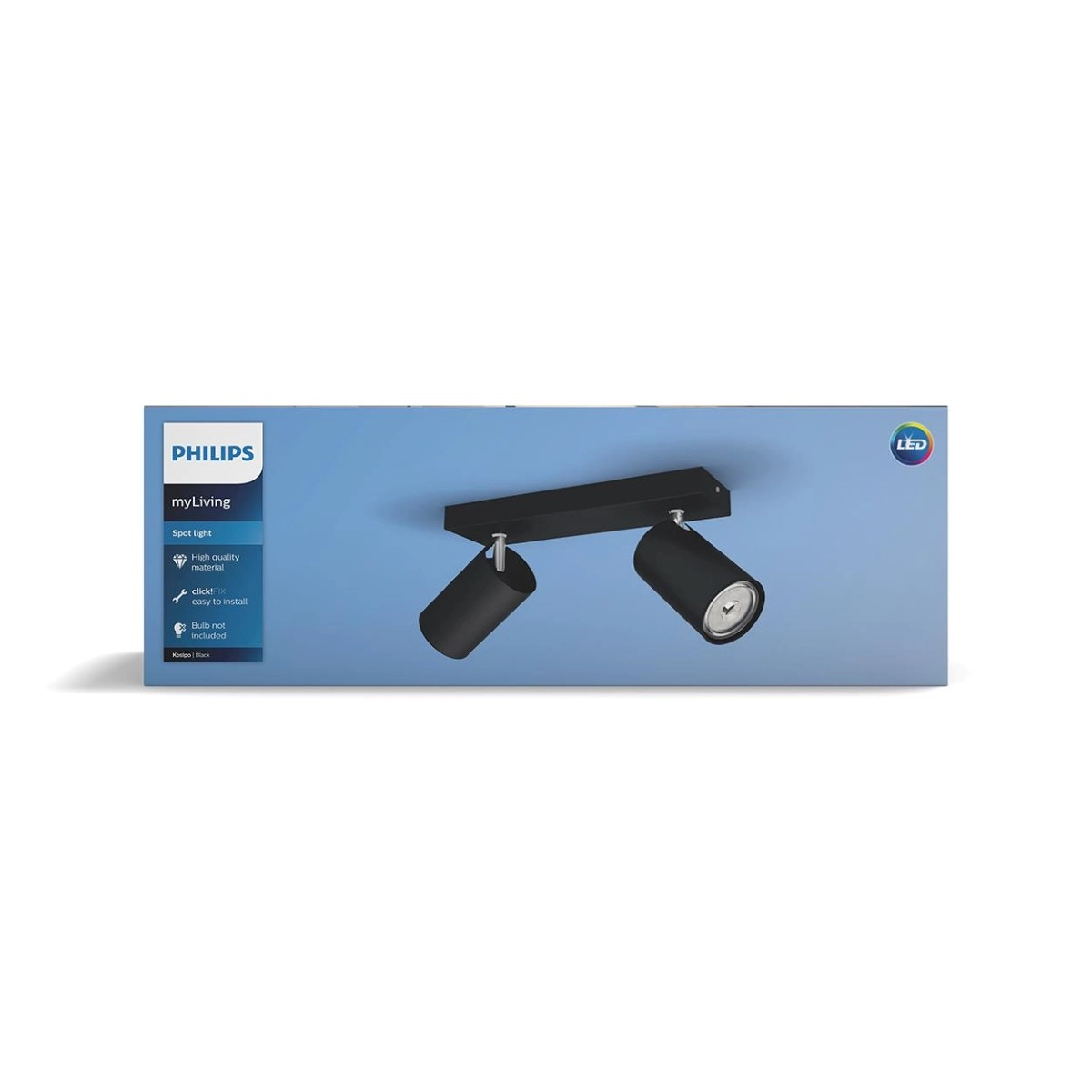 Lamp Kosipo 2-light black Philips 8718696164907