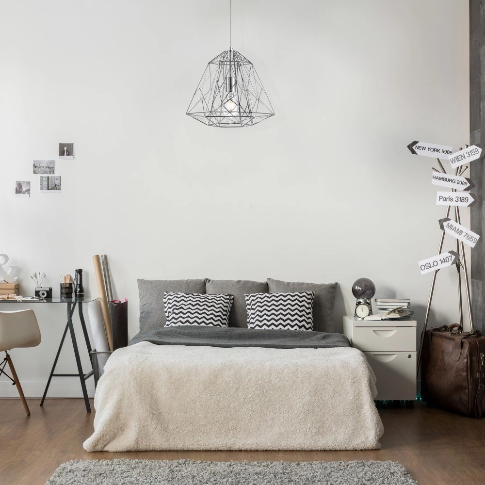 Chrome wire lamp Geometric Cage Ø 39cm Searchlight 5053423057897