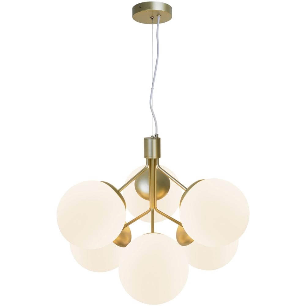 6-light pendant lamp Ivona gold with white glass Nordlux 5704924005343