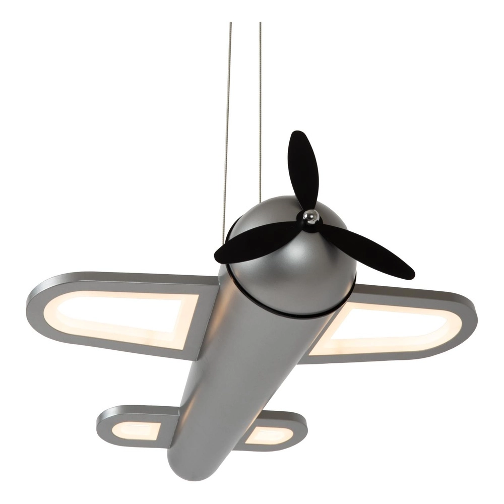 Children's room pendant lamp Fokker Airplane Metallic Gray Lucide 5411212771520