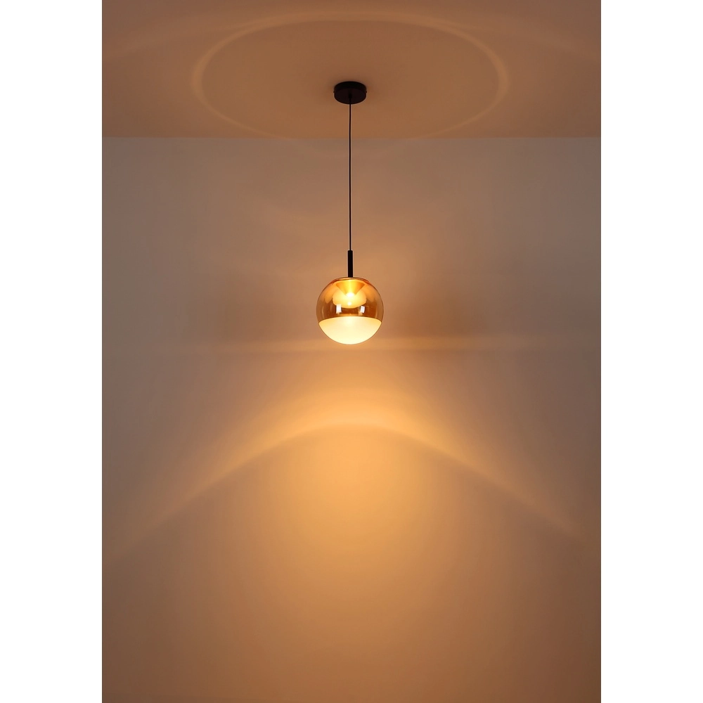 Design pendant lamp Severin black with amber glass Globo 9007371546930