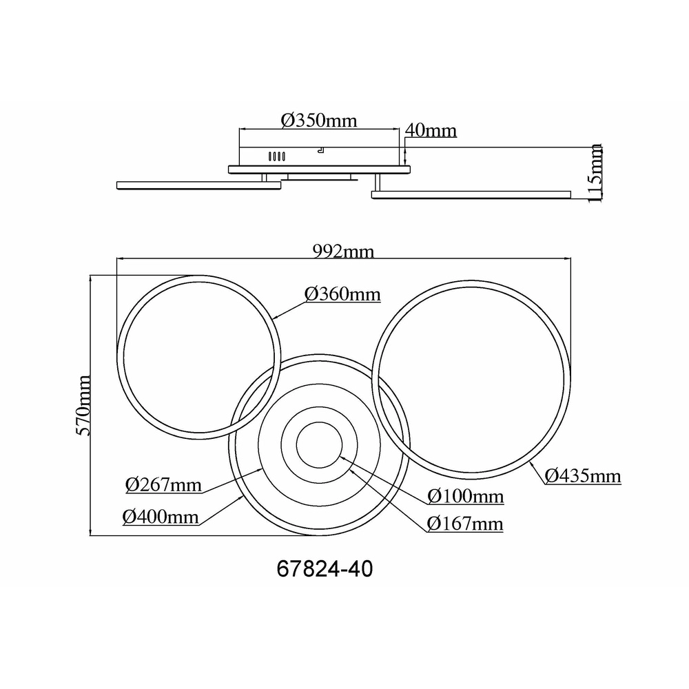 Design ceiling lamp Miles 99.2cm Globo 9007371589722