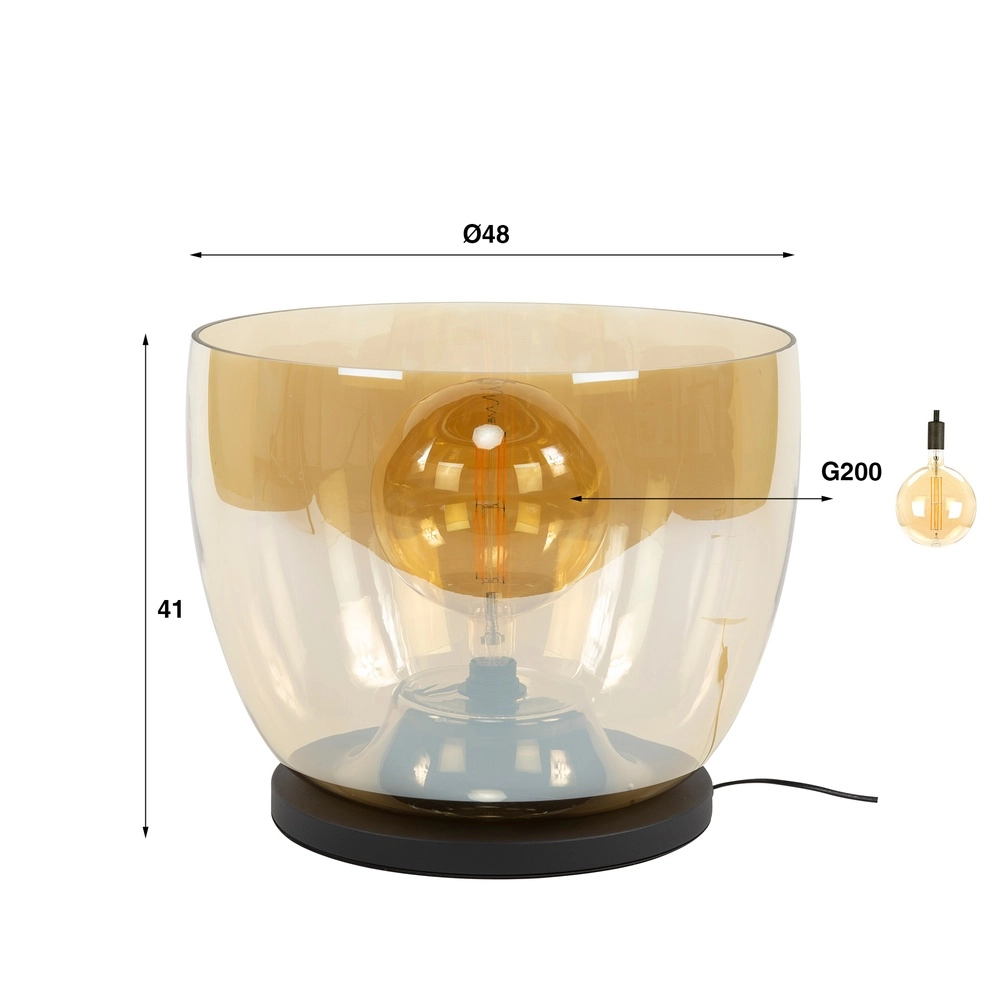 Floor lamp amber glass UP Ø 48cm - 41cm high Lyora 8716803512641