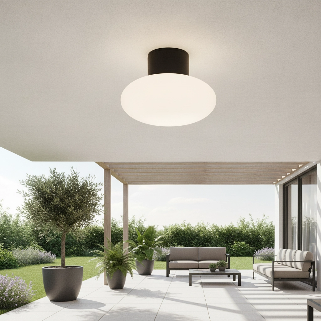 Ceiling lamp Ali anthracite with oval white glass