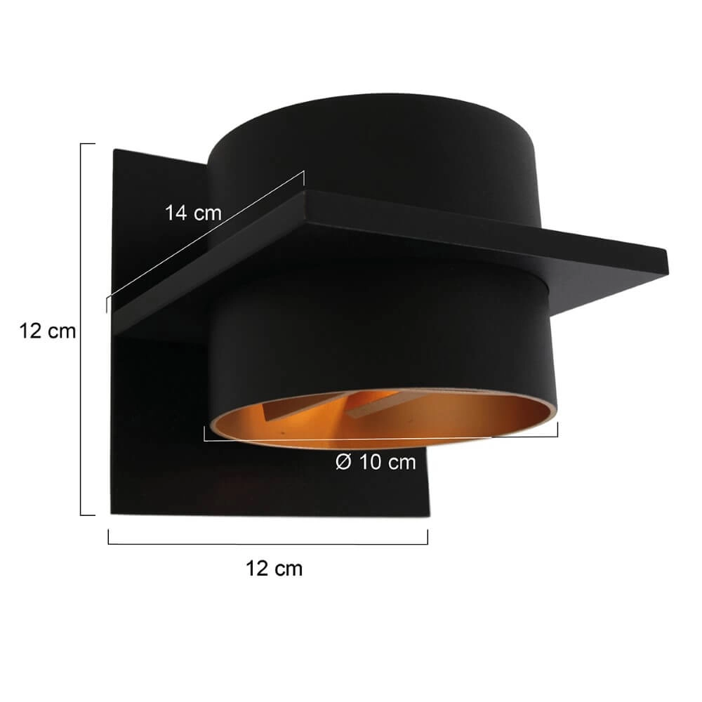 Black wall spotlight Muro cylinder Steinhauer 8712746152654