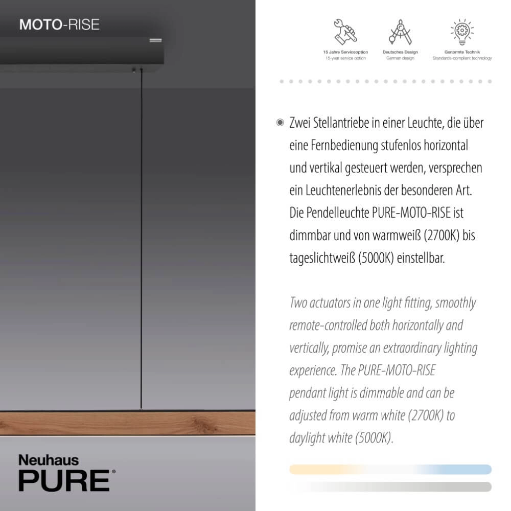 Design hanging lamp Pure Moto-Rise wood Paul Neuhaus 4012248374443
