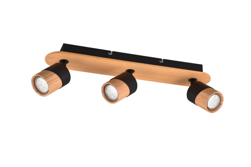 Ceiling lamp wood with black Aruni 3-light