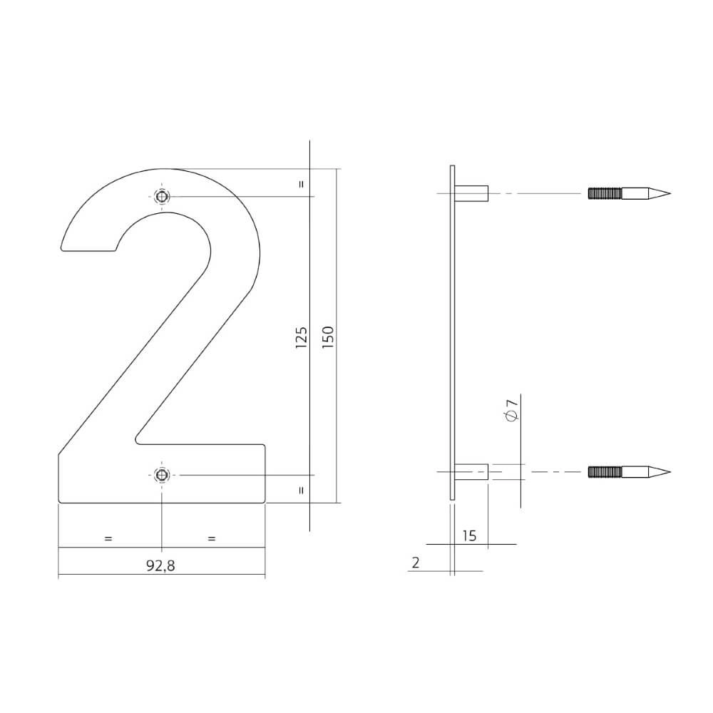 House number 2 Numbra 150x2mm stainless steel Intersteel 8714186126714