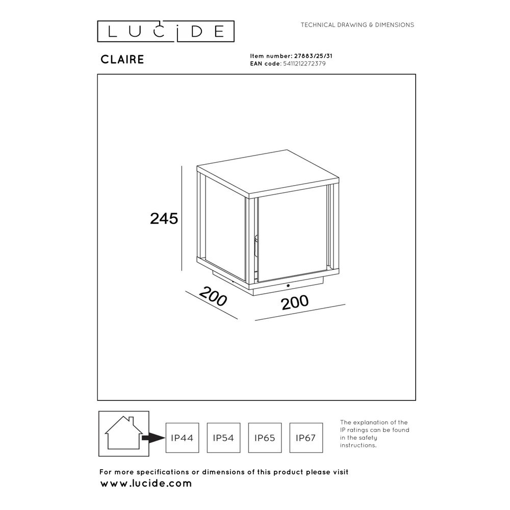 Pedestal lamp Claire for footings white Lucide 5411212272379