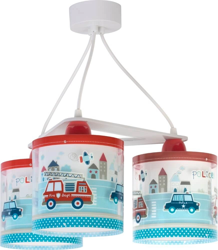 Children's room hanging lamp Police 3-light red with blue