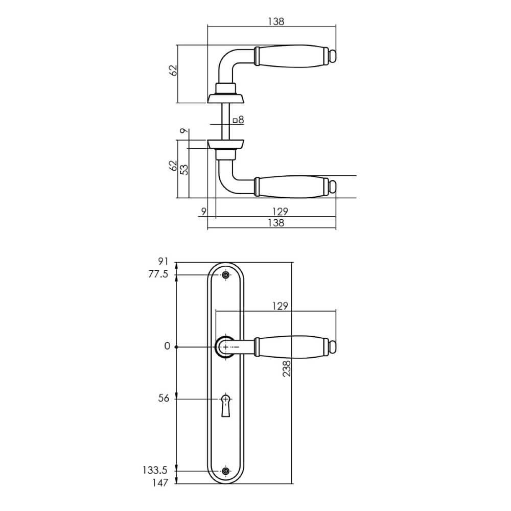 Door handle Courgette oval keyhole matt chrome Intersteel 8714186489178