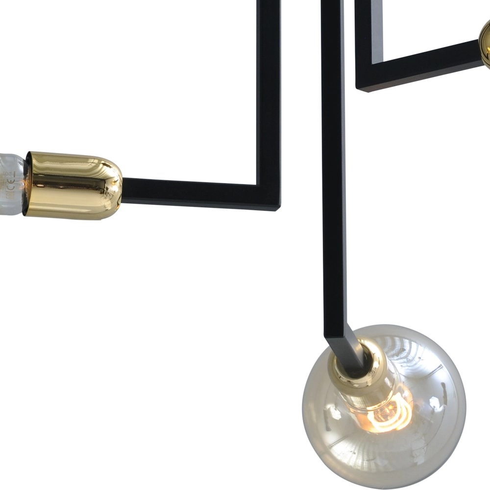 Black ceiling lamp Tube 3-lights with gold fittings Masterlight 8718121188690