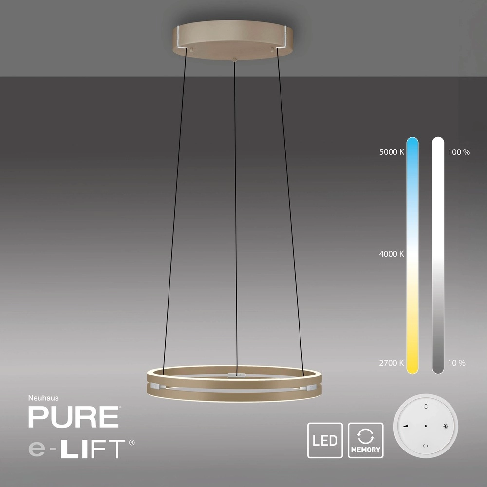 Office pendant lamp Pure E-Loop bronce - Ø 50cm Paul Neuhaus 4012248398357