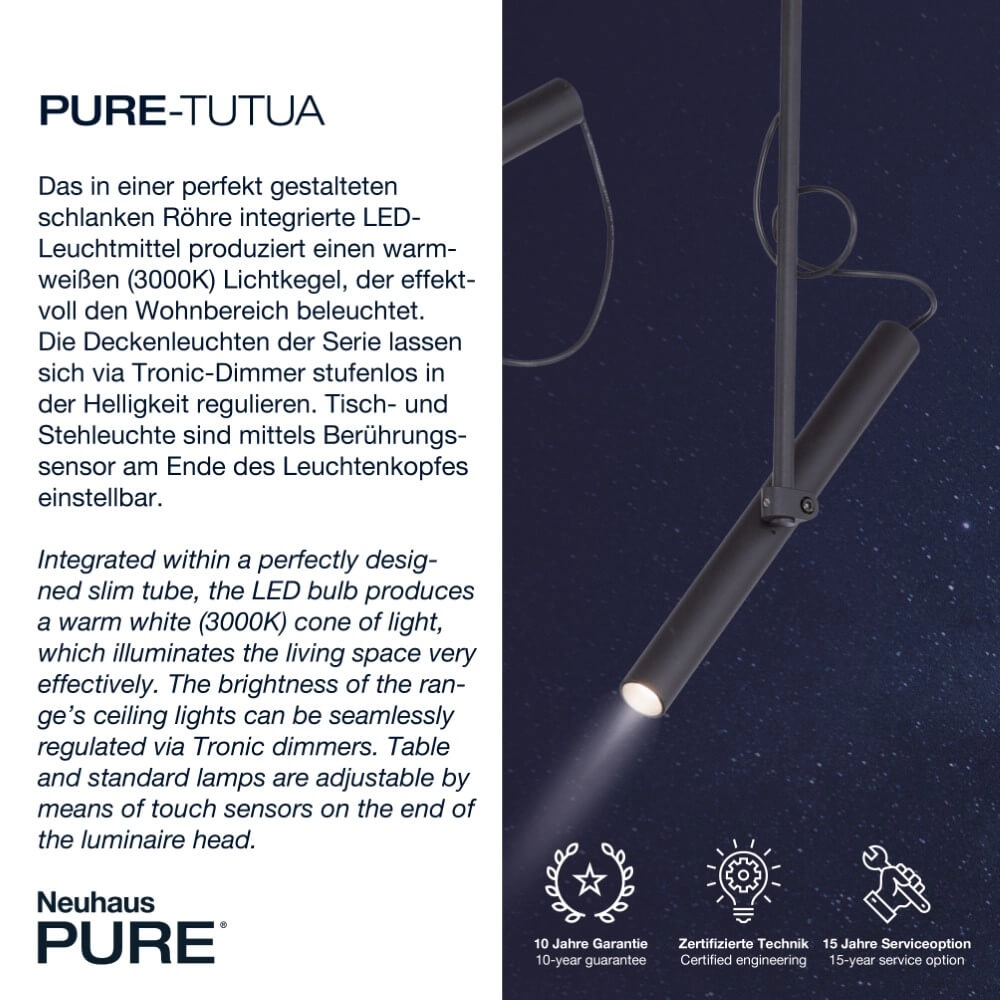 Designer floor lamp Pure Tutua black Paul Neuhaus 4012248365519