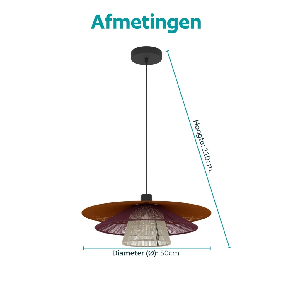 Wire pendant lamp Pignona Ø 50cm coloured Eglo 9008606391158