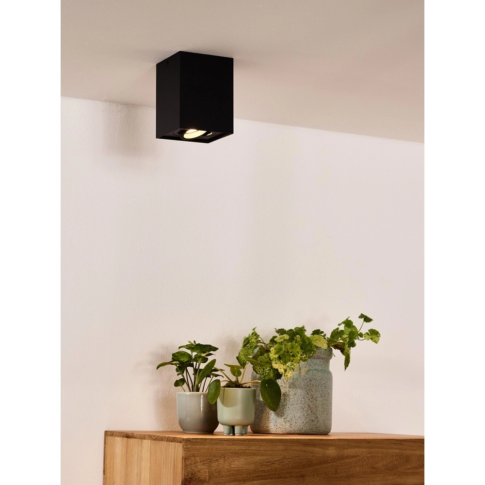Surface-mounted ceiling spot Tube Square Black Lucide 5411212221285