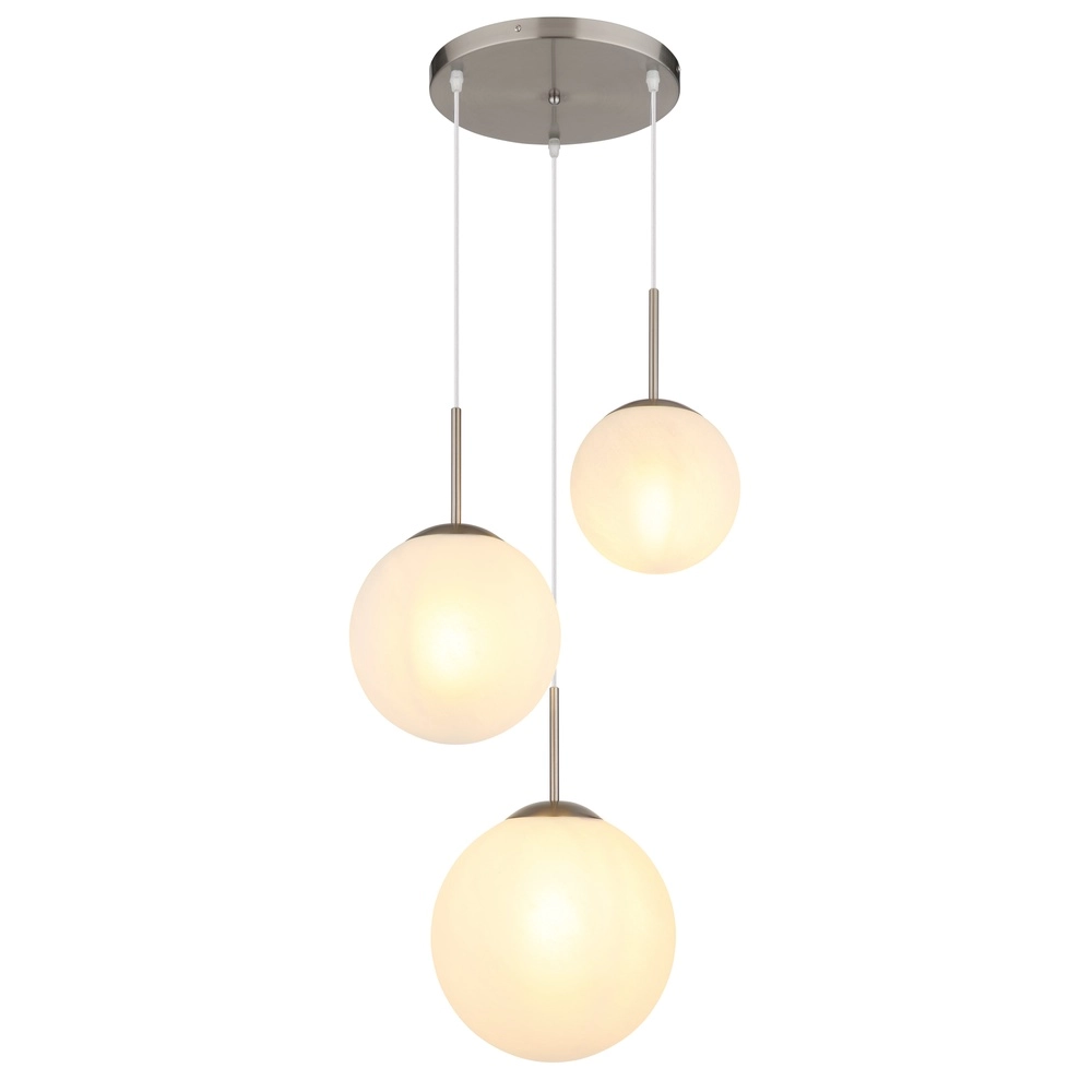Design pendant lamp Kop nickel 3-light round