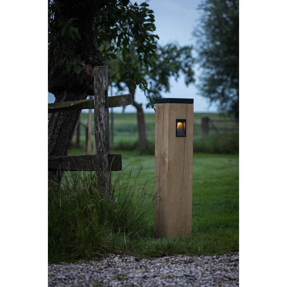 Wooden solar pad lamp Torre Solar Oak - 17.5x17.5x90cm - 2700K Timberlab 8716803514584