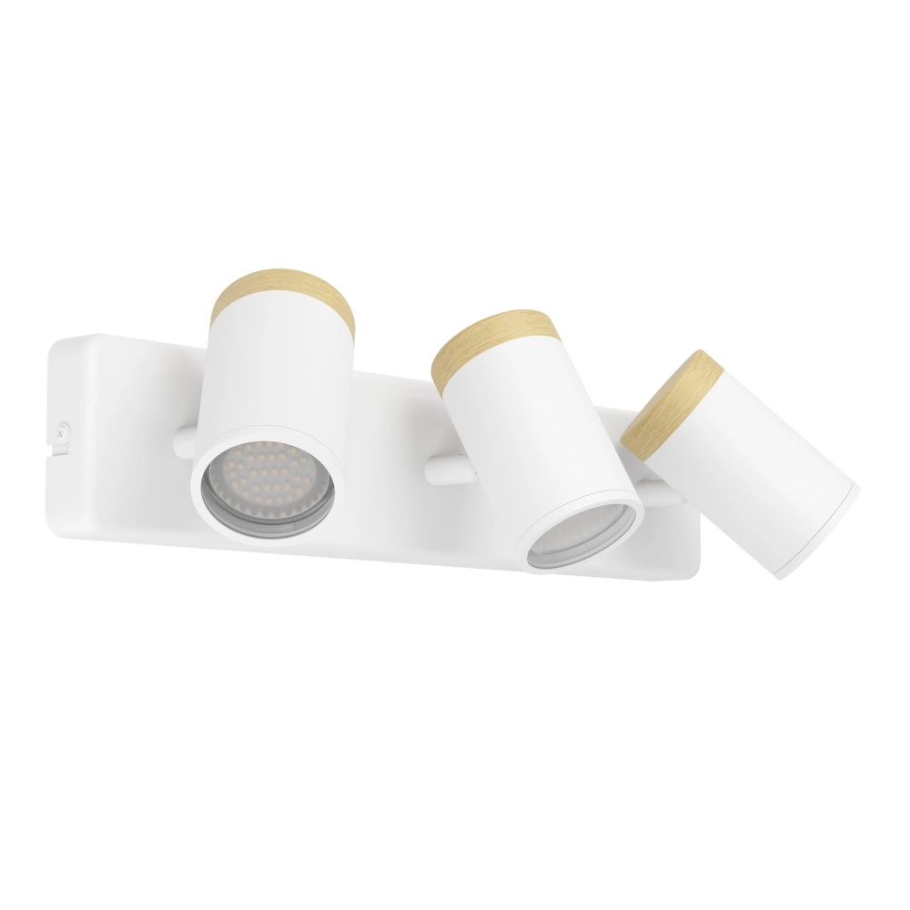 Ceiling lamp Consuma 3-light white with wood