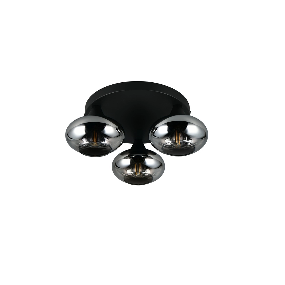 Ceiling lamp Divina black with smoke glass Trio 4017807667387