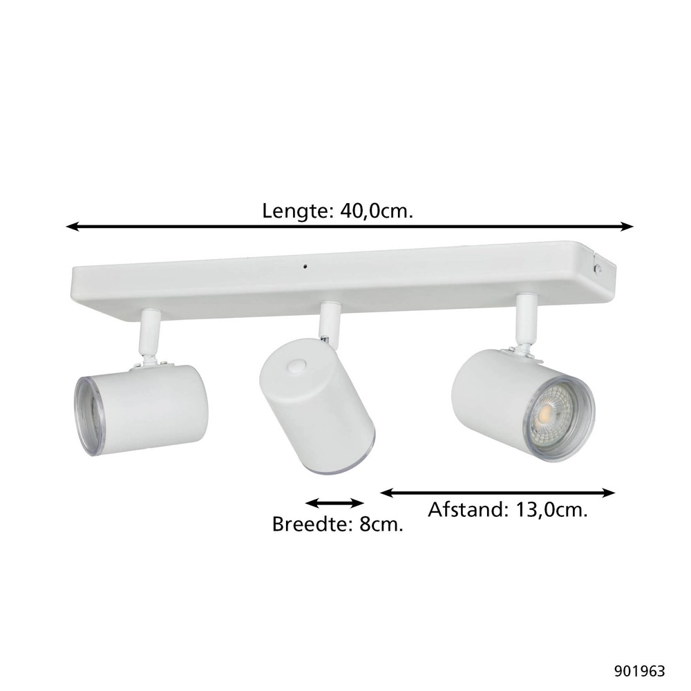 Surface-mounted spot Consuma 1 3-light straight white Eglo 9008606355914