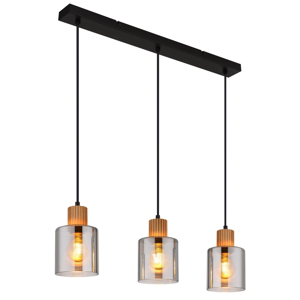Design pendant lamp Aleidis 3-light straight black