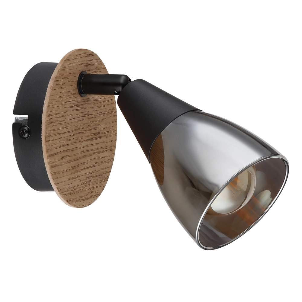 Wall lamp Mubby black with wood look Globo 9007371457854