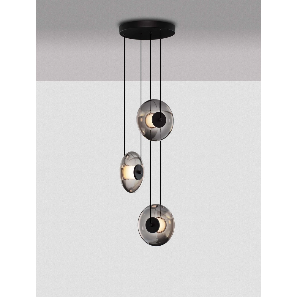 Unique pendant lamp Ballet Black 3-light round Lyora 5212017458438