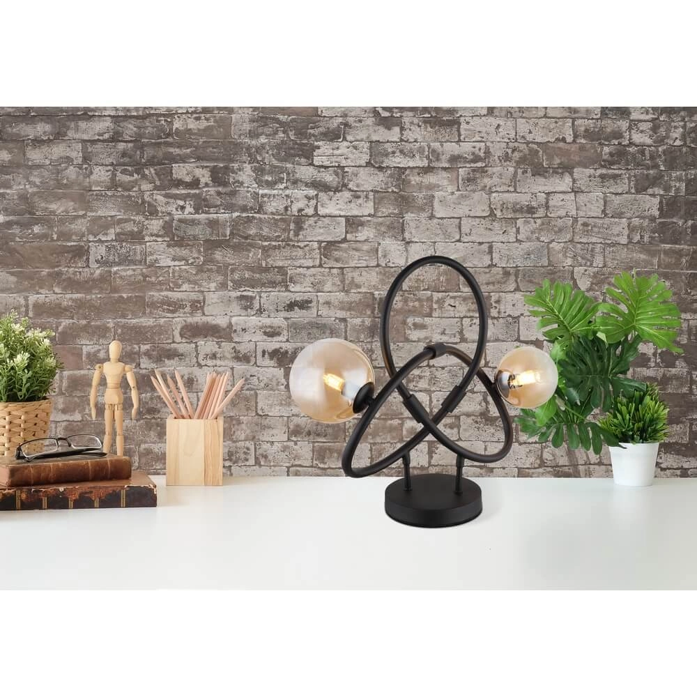 Black table lamp Tuberius Design 2-light Globo 9007371452446