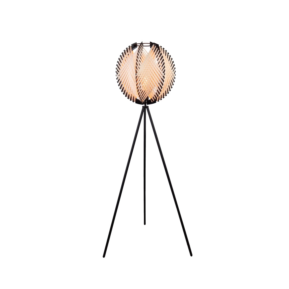 Floor lamp Waverton black with cream textile