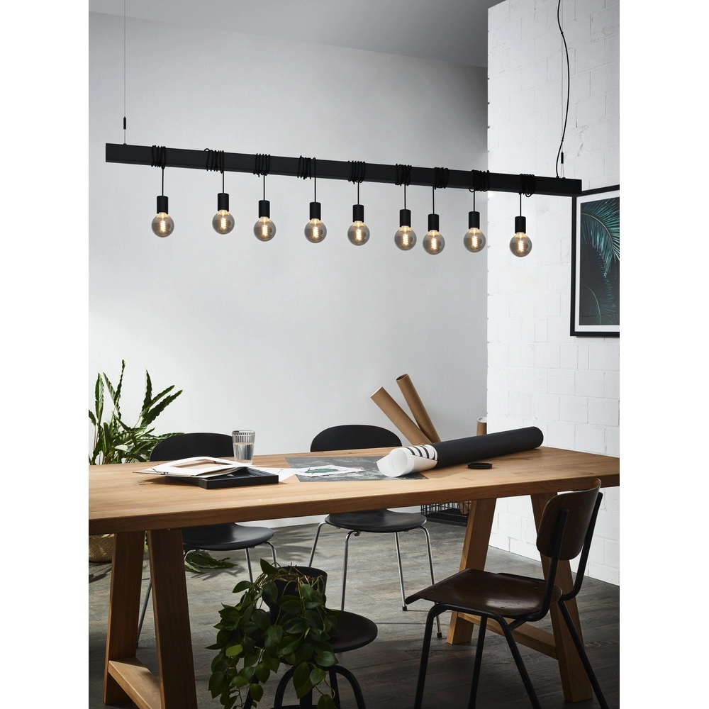 9-light pendant lamp Townshend-B black - dining table Eglo 9002759399399
