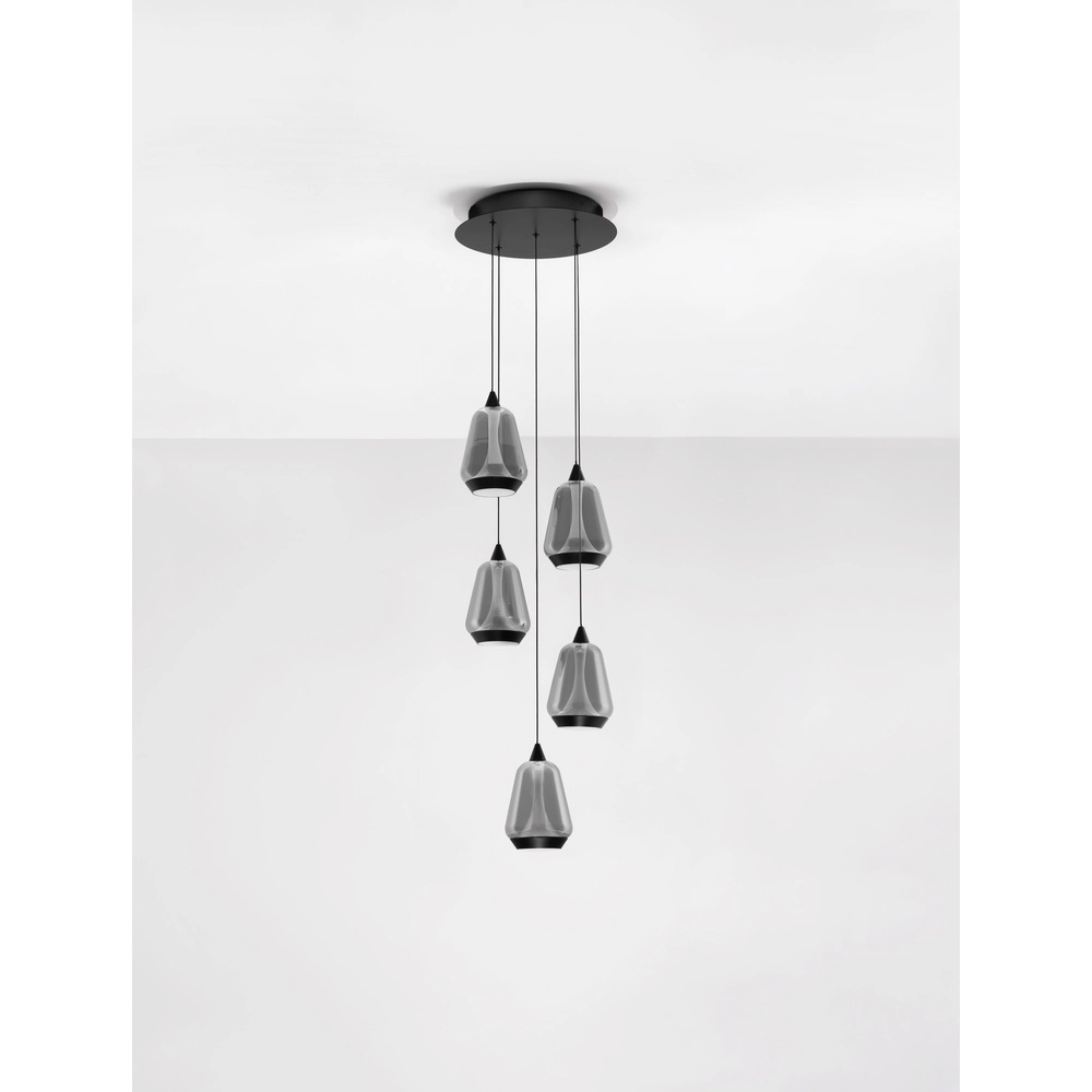Design pendant lamp Alish 5-light smoke glass Lyora 5212017477729